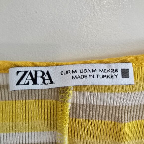 Zara Ribbed Racerback Maxi Tank Dress - Yellow, White, Tan Stripes - Picture 5 of 5